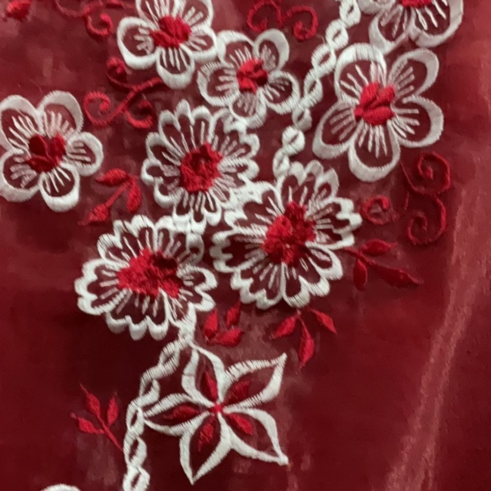 Red Floral Embroidered Top - Picture 3 of 6